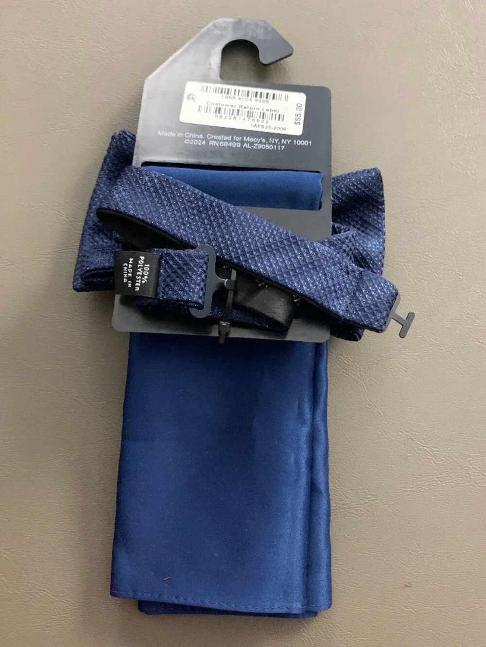 Alfani Men's 2-Piece Melville Plaid Bow Tie and Solid Pocket Square Set, Blue